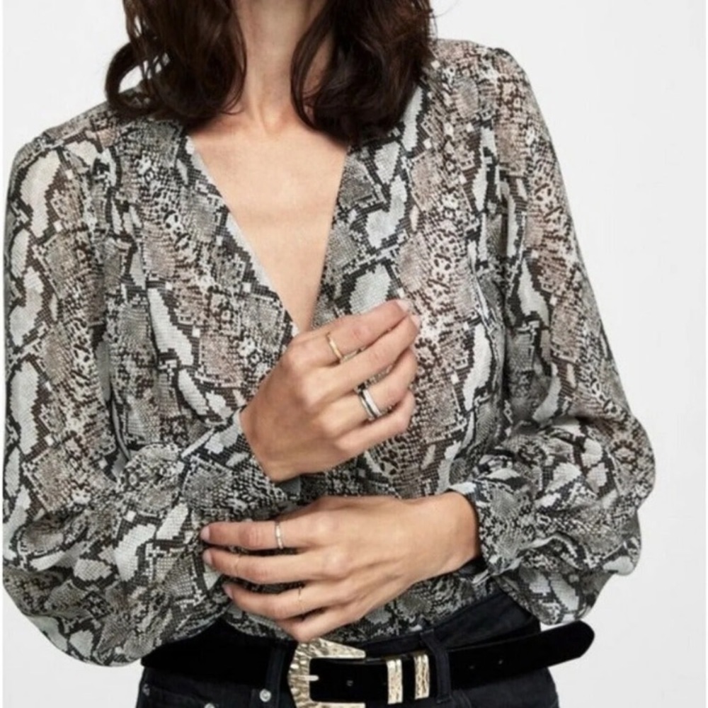 Zara Semi Sheer Python Snake Bodysuit Top